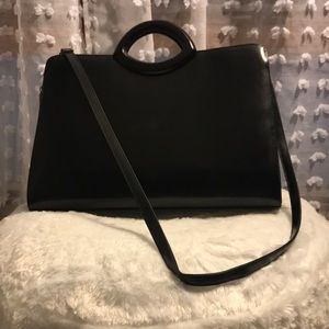 Vintage brief case bag with handle and long strap